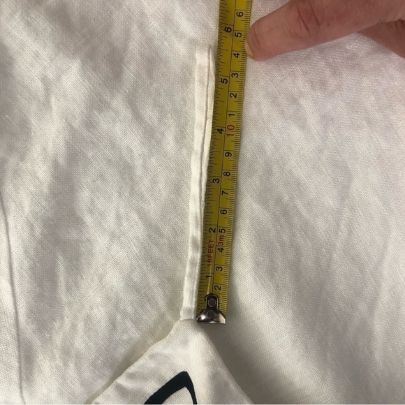 Zara 100% Linen White with‎ Black Trim Fit Flare Dress Sz L - Picture 8 of 14